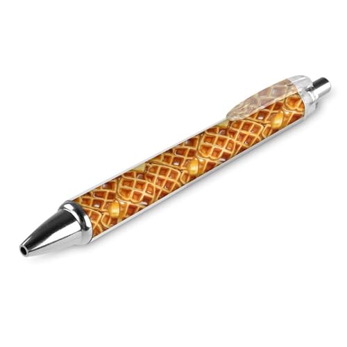 QIJIUU Lustige Kugelschreiber mit Waffeln und Sirup, schwarze Tinte, einziehbarer Stift für glattes Schreiben, 0,5 mm, feines Bürozubehör, Geschenke, 1 Stück von QIJIUU