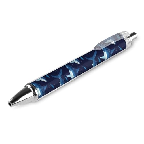 QIJIUU Lustige Kugelschreiber mit Walhai-Muster, schwarze Tinte, einziehbarer Stift für glattes Schreiben, 0,5 mm, feines Bürozubehör, Geschenke, 1 Stück von QIJIUU