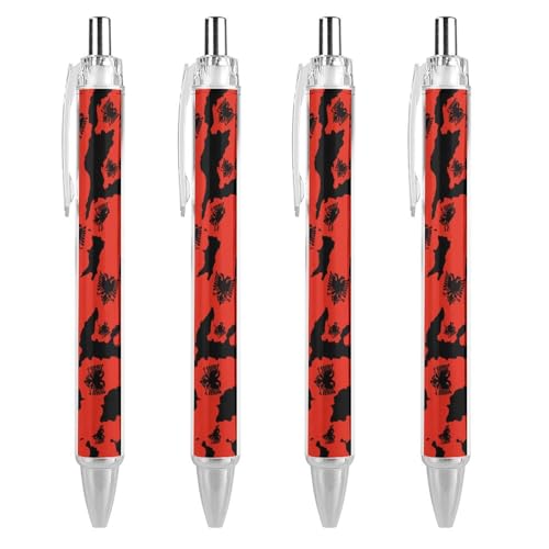 QIJIUU Lustige Kugelschreiber mit albanischer Landkarte, schwarze Tinte, einziehbarer Stift für glattes Schreiben, 0,5 mm, feines Bürozubehör, Geschenke, 4 Stück von QIJIUU