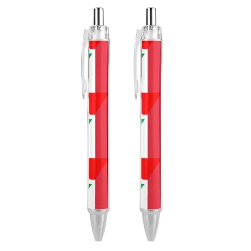 QIJIUU Lustige Kugelschreiber mit französischer und südafrikanischer Flagge, schwarze Tinte, einziehbarer Stift für glattes Schreiben, 0,5 mm, feines Bürozubehör, Geschenke, 2 Stück von QIJIUU