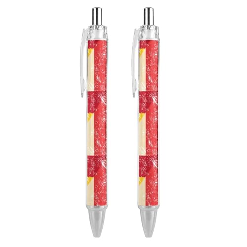 QIJIUU Lustige Kugelschreiber mit italienischer und spanischer Flagge, schwarze Tinte, einziehbarer Stift für glattes Schreiben, 0,5 mm, feines Bürozubehör, Geschenke, 2 Stück von QIJIUU