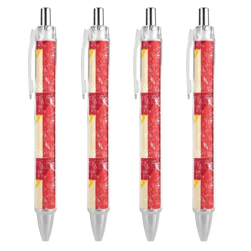 QIJIUU Lustige Kugelschreiber mit italienischer und spanischer Flagge, schwarze Tinte, einziehbarer Stift für glattes Schreiben, 0,5 mm, feines Bürozubehör, Geschenke, 4 Stück von QIJIUU