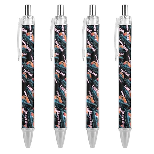 QIJIUU Lustige Kugelschreiber mit schwarzer Tinte, einziehbarer Stift für glattes Schreiben, 0,5 mm, feines Bürozubehör, Geschenke, 4 Stück von QIJIUU