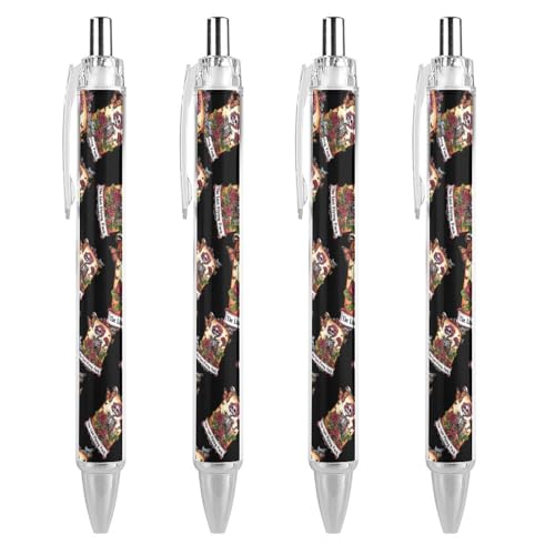 QIJIUU Lustige Tarot-Kugelschreiber, Skelett-Schädel, schwarze Tinte, einziehbarer Stift für glattes Schreiben, 0,5 mm, feines Bürozubehör, Geschenke, 4 Stück von QIJIUU