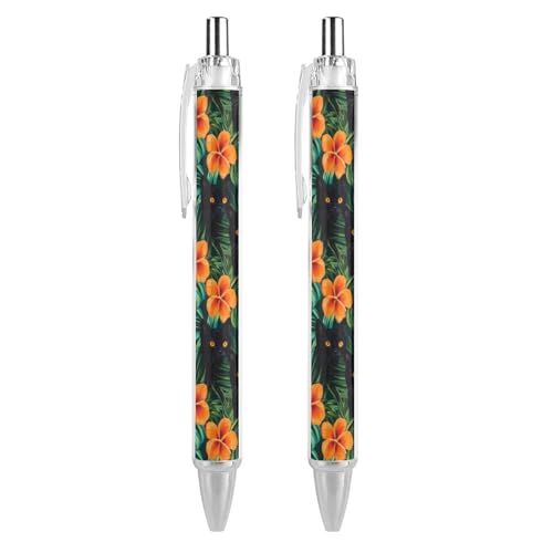 QIJIUU Lustige hawaiianische Kugelschreiber, schwarze Tinte, einziehbarer Stift für glattes Schreiben, 0,5 mm, feines Bürozubehör, Geschenke, 2 Stück von QIJIUU