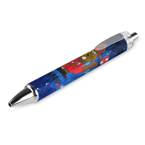 QIJIUU Lustiger Kugelschreiber, Motiv: Kanada, Biber, Cartoon, einziehbar, 0,5 mm, für Damen und Herren, Büro, 1 Stück von QIJIUU