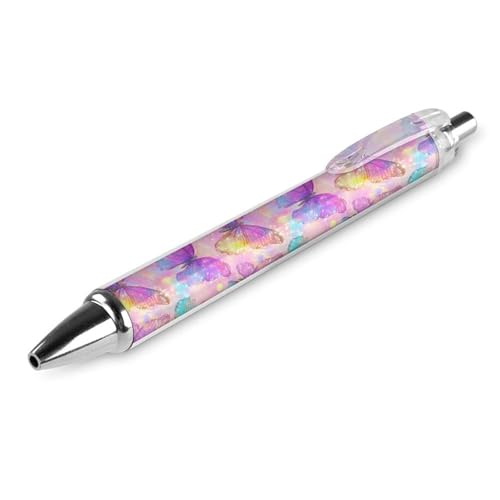 QIJIUU Lustiger Kugelschreiber, Pastellfarben, bunt, Schmetterling, schwarze Tinte, einziehbarer Stift für glattes Schreiben, 0,5 mm, feines Bürozubehör, Geschenke, 1 Stück von QIJIUU