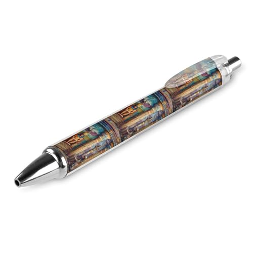 QIJIUU Lustiger Kugelschreiber, alte ägyptische Pharaonen, schwarze Tinte, einziehbarer Stift für glattes Schreiben, 0,5 mm, feines Bürozubehör, Geschenke, 1 Stück von QIJIUU