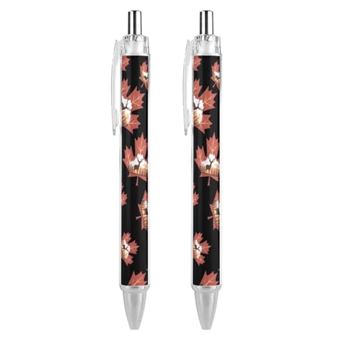 QIJIUU Lustiger Kugelschreiber aus kanadischem Ahorn, schwarze Tinte, einziehbarer Stift für glattes Schreiben, 0,5 mm, feines Bürozubehör, Geschenke, 2 Stück von QIJIUU