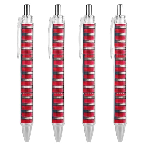 QIJIUU Lustiger Kugelschreiber im Vintage-Stil mit US-Flagge, schwarze Tinte, einziehbarer Stift für glattes Schreiben, 0,5 mm, feines Bürozubehör, Geschenke, 4 Stück von QIJIUU