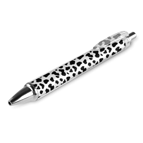 QIJIUU Lustiger Kugelschreiber mit Dalmatiner-Muster, schwarze Tinte, einziehbarer Stift für glattes Schreiben, 0,5 mm, feines Bürozubehör, Geschenke, 1 Stück von QIJIUU