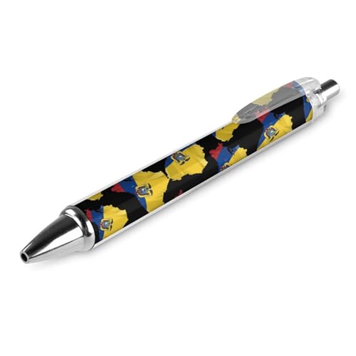 QIJIUU Lustiger Kugelschreiber mit Ecuador-Flagge, schwarze Tinte, einziehbarer Stift für glattes Schreiben, 0,5 mm, feines Bürozubehör, Geschenke, 1 Stück von QIJIUU