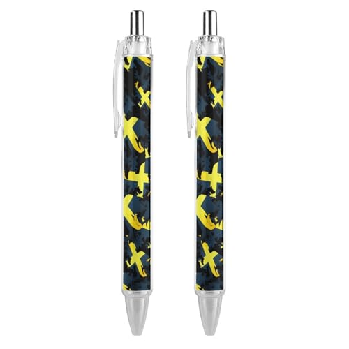 QIJIUU Lustiger Kugelschreiber mit Flagge von David von Wales, schwarze Tinte, einziehbarer Stift für glattes Schreiben, 0,5 mm, feines Bürozubehör, Geschenke, 2 Stück von QIJIUU
