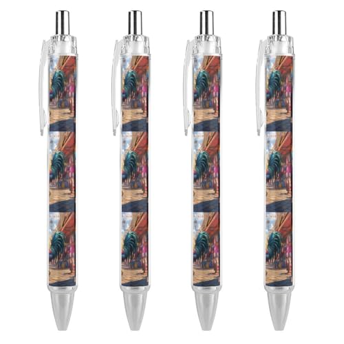 QIJIUU Lustiger Kugelschreiber mit Hahn-Motiv in High Heels, schwarze Tinte, einziehbarer Stift für glattes Schreiben, 0,5 mm, feines Bürozubehör, Geschenke, 4 Stück von QIJIUU