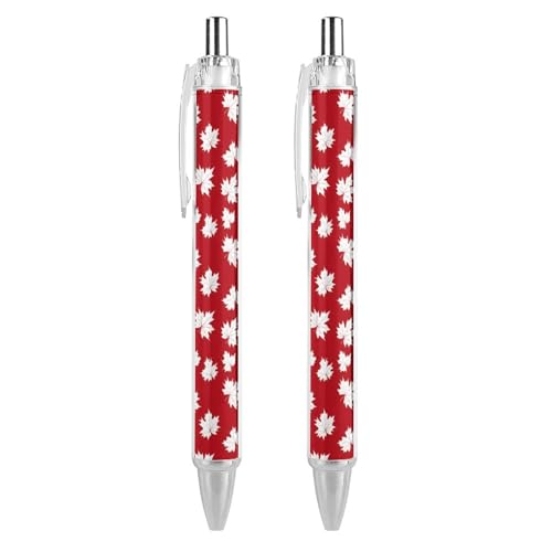QIJIUU Lustiger Kugelschreiber mit Kanada-Flagge, schwarze Tinte, einziehbarer Stift für glattes Schreiben, 0,5 mm, feines Bürozubehör, Geschenke, 2 Stück von QIJIUU