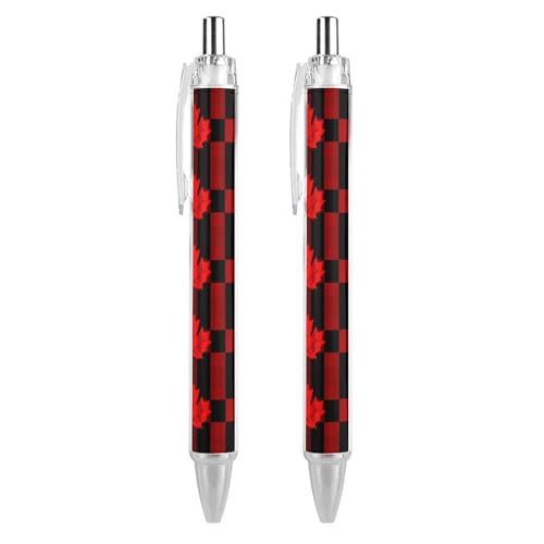 QIJIUU Lustiger Kugelschreiber mit Kanada-Flagge, schwarze Tinte, einziehbarer Stift für glattes Schreiben, 0,5 mm, feines Bürozubehör, Geschenke, 2 Stück von QIJIUU
