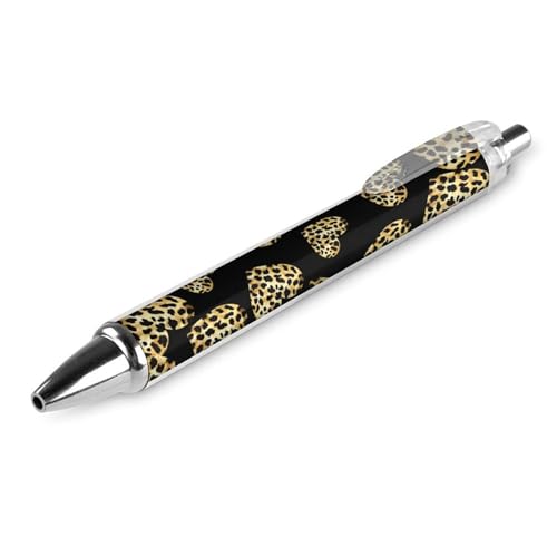 QIJIUU Lustiger Kugelschreiber mit Leopardenfell-Motiv, schwarze Tinte, einziehbarer Stift für glattes Schreiben, 0,5 mm, feines Bürozubehör, Geschenke, 1 Stück von QIJIUU