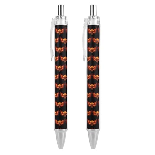 QIJIUU Lustiger Kugelschreiber mit Totenkopf mit Flügeln, schwarze Tinte, einziehbarer Stift für glattes Schreiben, 0,5 mm, feines Bürozubehör, Geschenke, 2 Stück von QIJIUU