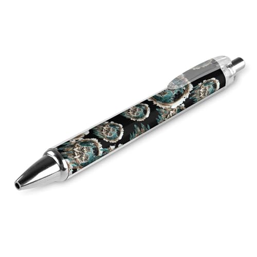 QIJIUU Lustiger Kugelschreiber mit Traumfänger-Wolf, schwarze Tinte, einziehbarer Stift für glattes Schreiben, 0,5 mm, feines Bürozubehör, Geschenke, 1 Stück von QIJIUU