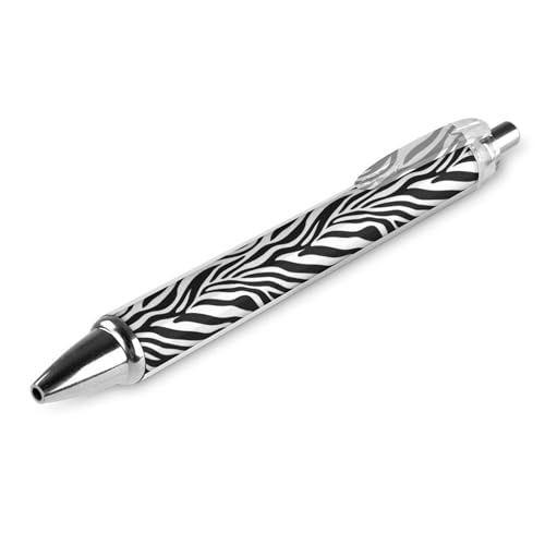 QIJIUU Lustiger Kugelschreiber mit Zebrahautstruktur, schwarze Tinte, einziehbarer Stift für glattes Schreiben, 0,5 mm, feines Bürozubehör, Geschenke, 1 Stück von QIJIUU