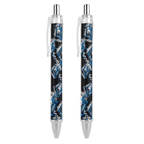 QIJIUU Lustiger Kugelschreiber mit schottischer Löwe, schwarze Tinte, einziehbarer Stift für glattes Schreiben, 0,5 mm, feines Bürozubehör, Geschenke, 2 Stück von QIJIUU