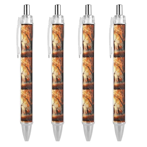 QIJIUU Lustiger Kugelschreiber mit schwarzer Tinte, einziehbarer Stift für glattes Schreiben, 0,5 mm, feines Bürozubehör, Geschenke, 4 Stück von QIJIUU