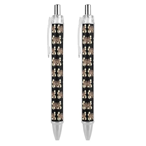 QIJIUU Mama Leopard Gänseblümchen Lustige Kugelschreiber, schwarze Tinte, einziehbarer Stift für glattes Schreiben, 0,5 mm, feines Bürozubehör, Geschenke, 2 Stück von QIJIUU
