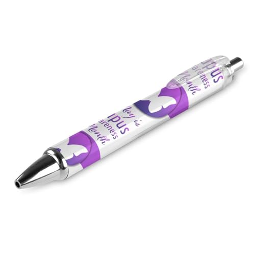 QIJIUU May Is Lupus Awareness Month Kugelschreiber, einziehbarer Kugelschreiber, Bürobedarf, Geschenke für Damen und Herren, 1 Stück von QIJIUU