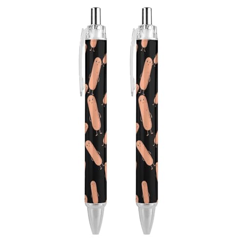 QIJIUU Niedlicher Kugelschreiber, Motiv: Wurst, einziehbar, 0,5 mm, für Damen und Herren, Büro, 4 Stück von QIJIUU