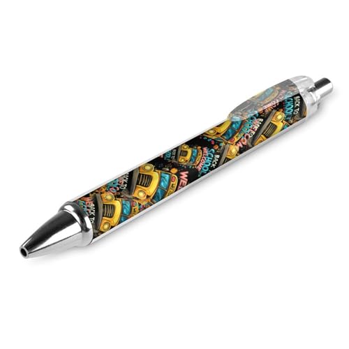 QIJIUU Niedlicher Schulbus-Kugelschreiber, schwarze Tinte, einziehbarer Stift für glattes Schreiben, 0,5 mm, feines Bürozubehör, Geschenke, 1 Stück von QIJIUU