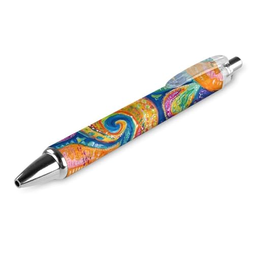 QIJIUU Psychedelisches Paisley-Muster, personalisierter Kugelschreiber, ausgefallene lustige Kugelschreiber, schwarz, Geschenke, 1 Stück von QIJIUU