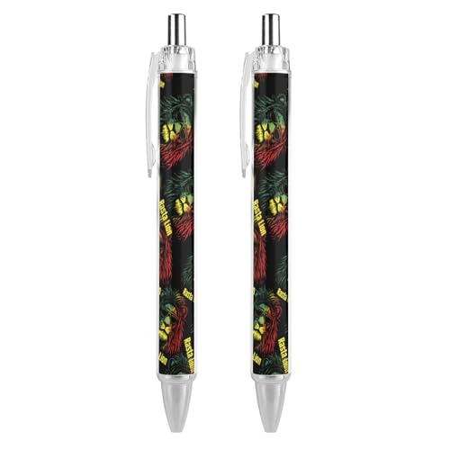 QIJIUU Rasta Lion Lustige Kugelschreiber, schwarze Tinte, einziehbarer Stift für glattes Schreiben, 0,5 mm, feines Bürozubehör, Geschenke, 2 Stück von QIJIUU