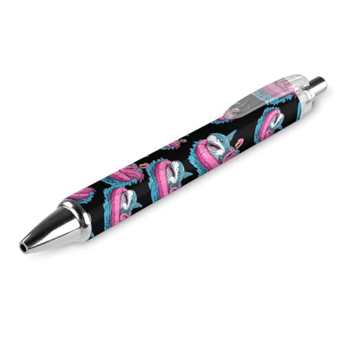 QIJIUU Shark Flamingo Schwimmring, niedlicher Kugelschreiber, einziehbarer Kugelschreiber, 0,5 mm, für Damen und Herren, Büro, 1 Stück von QIJIUU