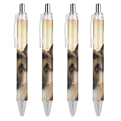 QIJIUU Shepherd Kugelschreiber, 0,5 mm, feine Spitze, einziehbar, schwarze Tinte, zum Schreiben, 4 Stück von QIJIUU