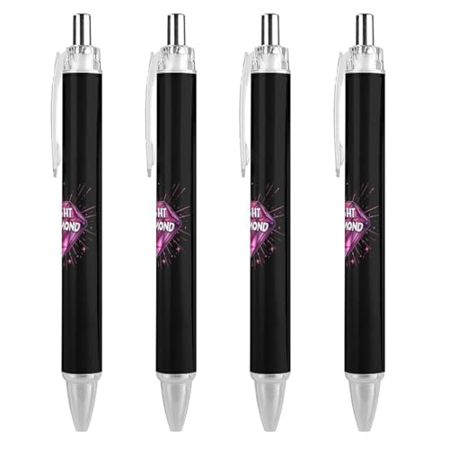 QIJIUU Shine Bright Like A Diamond Kugelschreiber, schwarze Tinte, einziehbarer Schreibstift für Männer und Frauen, Bürobedarf, 4 Stück von QIJIUU