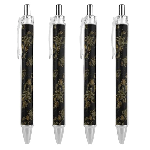 QIJIUU Skorpion mit Lotus-Mandala, lustige Kugelschreiber, schwarze Tinte, einziehbarer Stift für glattes Schreiben, 0,5 mm, feines Bürozubehör, Geschenke, 4 Stück von QIJIUU