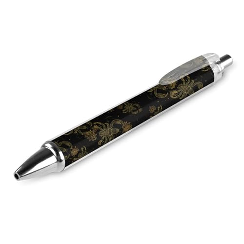 QIJIUU Skorpion mit Lotus-Mandala, lustiger Kugelschreiber, schwarze Tinte, einziehbarer Stift für glattes Schreiben, 0,5 mm, feines Bürozubehör, Geschenke, 1 Stück von QIJIUU