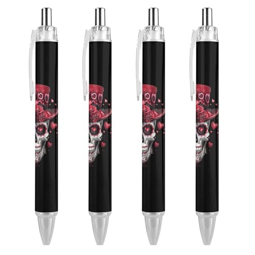 QIJIUU Valentine Mexikanischer Totenkopf-Druck-Kugelschreiber, blaue Kugelschreiber, 0,5 mm Spitze, für Arbeit und Büro, 1 Stück von QIJIUU