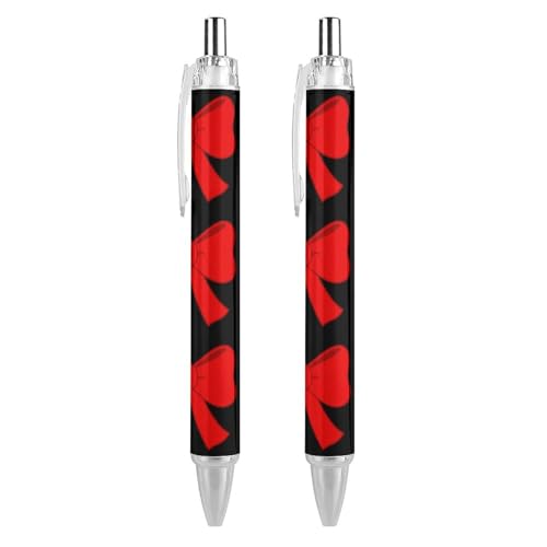 QIJIUU Weihnachts-Kugelschreiber mit roter Krawatte, einziehbar, schwarze Tinte, Kugelschreiber, Arbeitsstifte für Männer und Frauen, 2 Stück von QIJIUU