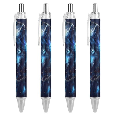 QIJIUU Wolf Traumfänger-Roller, schwarzer Kugelschreiber, einziehbarer Journaling-Stift, Arbeitsstifte für Bürobedarf, 4 Stück QIJIUU Wolf Traumfänger-Roller, schwarzer Kugelschreiber, einziehbarer Journaling-Stift, Arbeitsstifte für Bürobedarf, 4 Stück von QIJIUU