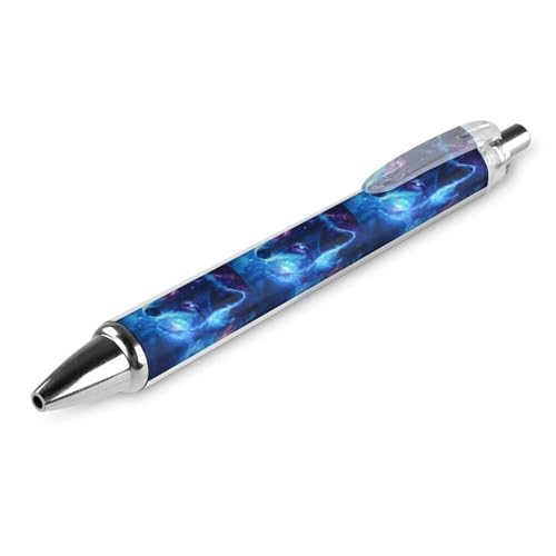 QIJIUU Wolf mit leuchtenden Augen, lustiger Kugelschreiber, schwarze Tinte, einziehbarer Stift für glattes Schreiben, 0,5 mm, feines Bürozubehör, Geschenke, 1 Stück von QIJIUU