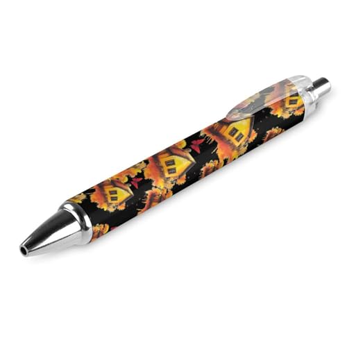 QIJIUU Wood House Butterfly Niedlicher Kugelschreiber, einziehbarer Kugelschreiber, 0,5 mm, für Damen und Herren, Büro, 1 Stück von QIJIUU