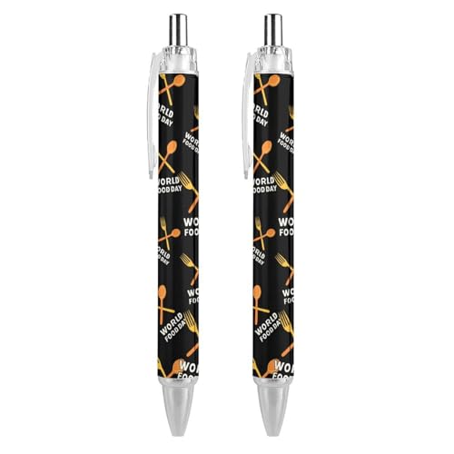 QIJIUU World Food Day Niedliche Kugelschreiber, einziehbarer Kugelschreiber, 0,5 mm, für Damen und Herren, Büro, 4 Stück von QIJIUU