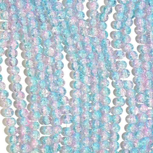 200 Stück Weihnachts-Eisriss-Glasperlen, 8 mm, Kristall-Abstandshalter für Schmuckherstellung, Halsketten, Armbänder, Ohrringe, Schlüsselanhänger, Weihnachten, DIY-Deko-Zubehör (Hellblau + Hellviolett 200 Stück Weihnachts-Eisriss-Glasperlen, 8 mm, Kristall-Abstandshalter für Schmuckherstellung, Halsketten, Armbänder, Ohrringe, Schlüsselanhänger, Weihnachten, DIY-Deko-Zubehör (Hellblau + Hellviolett von QIKAIDE