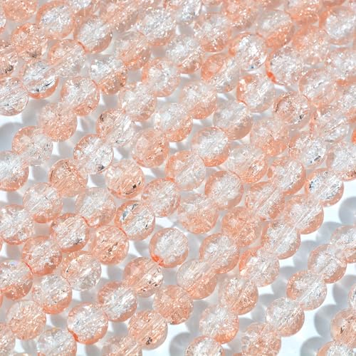 Glasperlen mit Eisriss, 8 mm, Kristall-Abstandshalter für Schmuckherstellung, Halskette, Armband, Ohrringe, Schlüsselanhänger, DIY-Deko-Zubehör (Hellorange), 200 Stück von QIKAIDE