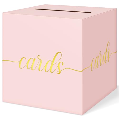 QIKSION Rosa Hochzeitskarten-Box, Goldfolien-Geschenkkarten-Box für Party, Hochzeitsempfang, Abschlussfeier, Geburtstag, Babyparty, Tombola QIKSION Rosa Hochzeitskarten-Box, Goldfolien-Geschenkkarten-Box für Party, Hochzeitsempfang, Abschlussfeier, Geburtstag, Babyparty, Tombola von QIKSION