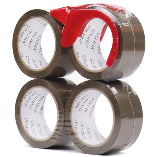 QILIMA 4 Rollen Paketklebeband Klebeband Packband Verpackungsband Kartonband 55mx50mm Braun Verpackungsmaterial für Pakete und Karton Packband mit hoher Klebkraft in Profi-Qualität QILIMA 4 Rollen Paketklebeband Klebeband Packband Verpackungsband Kartonband 55mx50mm Braun Verpackungsmaterial für Pakete und Karton Packband mit hoher Klebkraft in Profi-Qualität von QILIMA