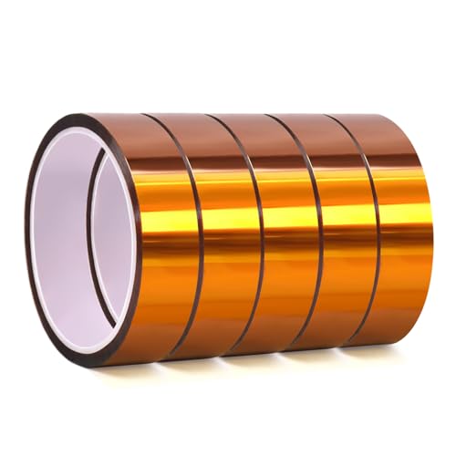 QILIMA 5 Rollen 25 mm x 33 m Thermo-Klebeband, hitzebeständiges Klebeband, Transfer-, Thermo-Vinyl-Klebeband für Sublimation, rückstandsfrei, Elektronik, Schweißen, Leiterplatten von QILIMA