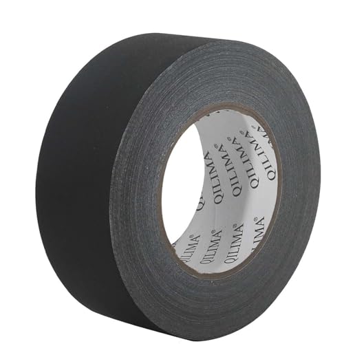 QILIMA Gewebeband Schwarz, 50mm x 55m x 1 Rollen, Matt und Reflexionsfrei, Gaffa Tape, Klebeband mit starker Klebkraft, Black Gaffer Tape, Gewebe-Klebeband, Panzerband von QILIMA