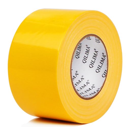 QILIMA Panzertape Wasserfest 75 mm x 55 m Panzertape Gelb - Gewebeband - Panzerband Extra Stark - Gewebeklebeband - Duct Tape - Wasserdichtes Klebeband - Panzer Tape Band von QILIMA